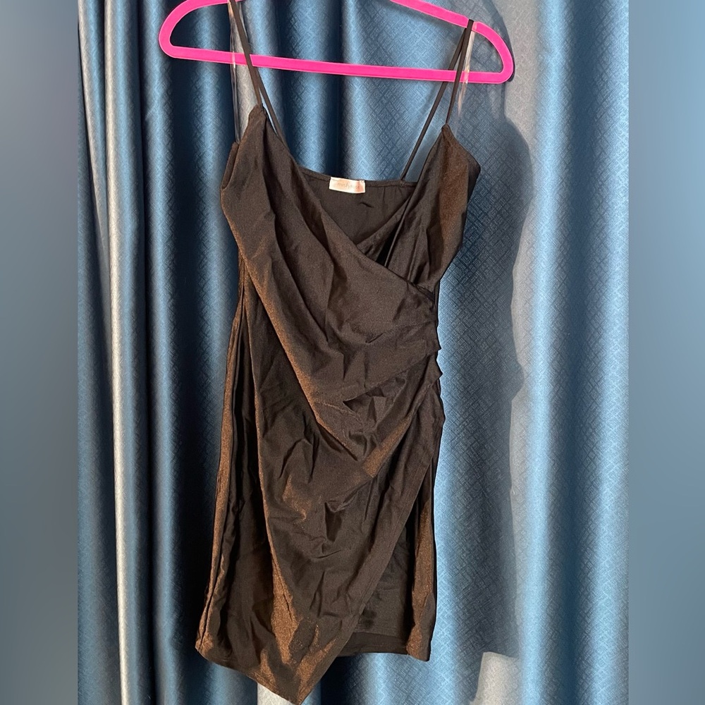 Chic Black Draped Mini Dress